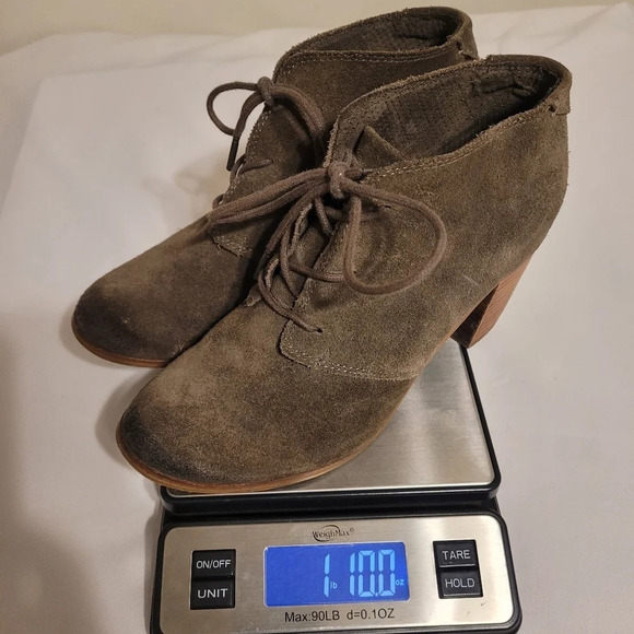 Toms Lunata Olive Green Lace-up Suede Ankle Heeled Booties sz 8.5 - Picture 10 of 10